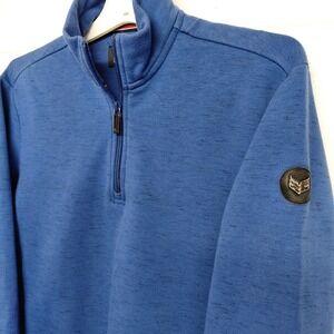 BUTTERCLOTH 1/4 Zip Sweater Mens SMALL Heather Blue Cotton Long Sleeve Pullover